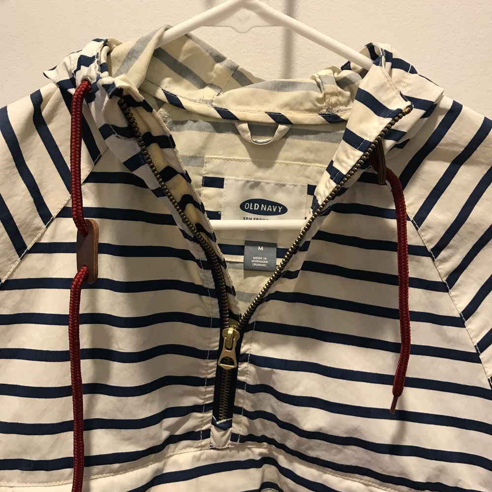Old Navy Striped Hooded Pullover Windbreaker - Picture 2 of 6